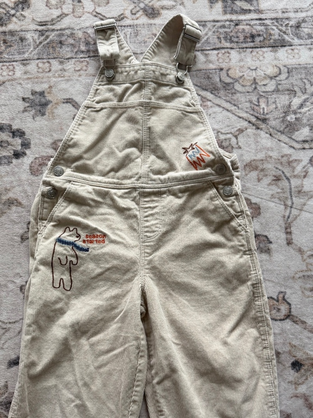 Zara Boy Toddler Printed Tan Denim Overalls - Size 4